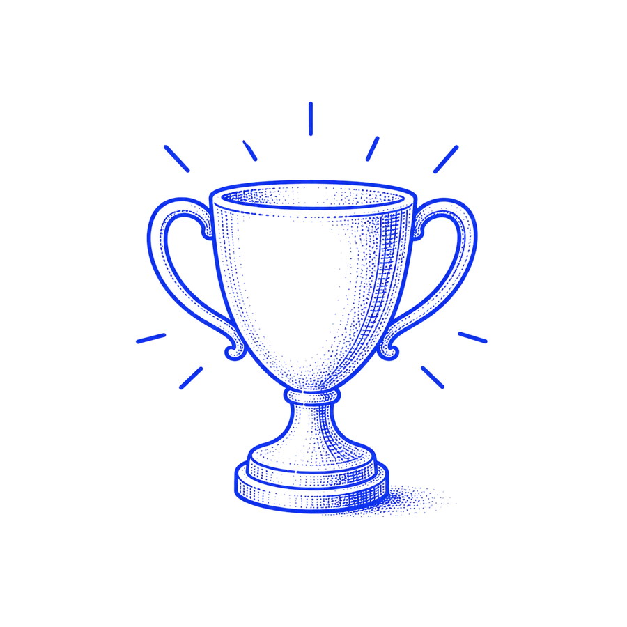 Line-art illustration of a trophy