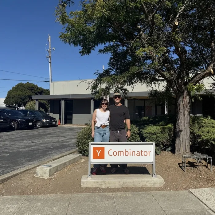 Two of the founders outside Y Combinator's office