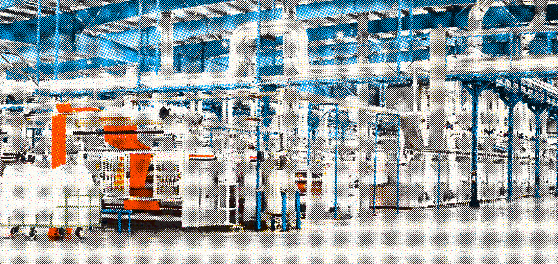Halftone image of factory pipes