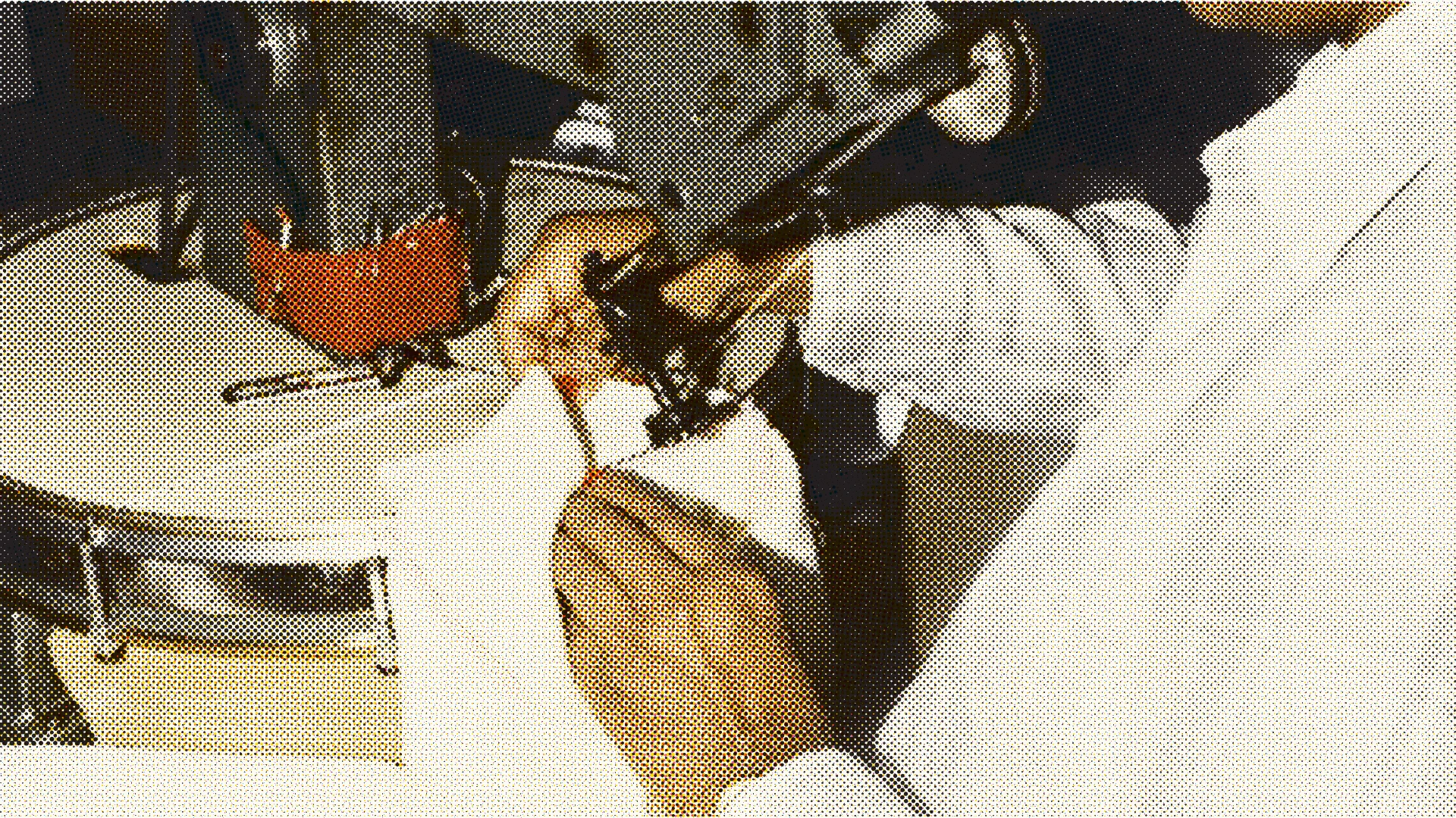 Halftone image of sewing machine in operation